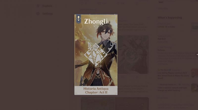 Zhongli&#039;s upcoming story quest: No Mere Stone (Image via AeEntropy)