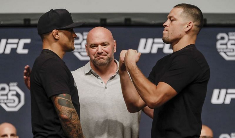 Dustin Poirier (L) and Nate Diaz (R).