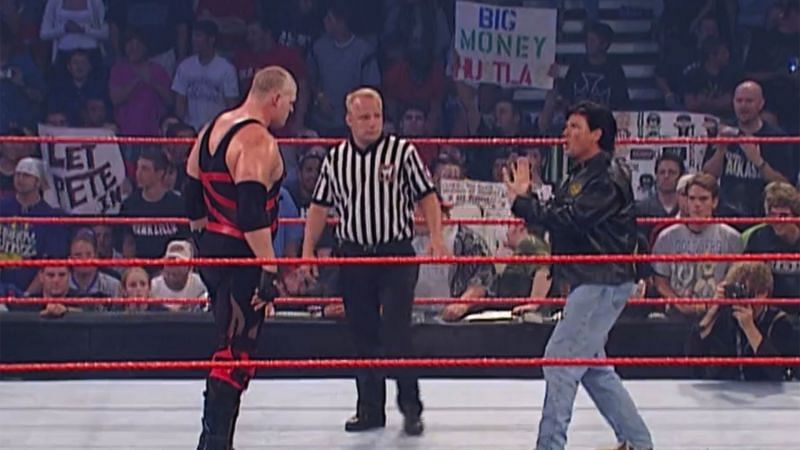 Eric Bischoff owns a count-out victory over Kane from Monday Night RAW in 2003