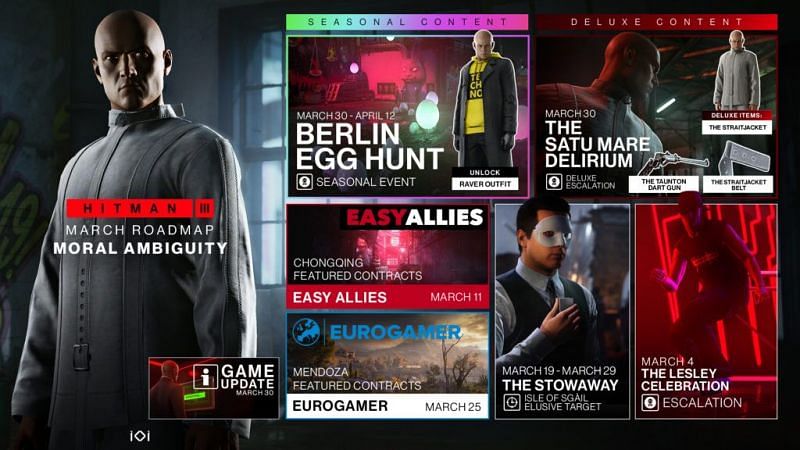 Hitman 3 March Roadmap (Image via IO Interactive)