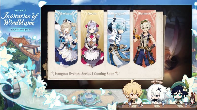 Characters part of Hangout event (Image via Mihoyo)