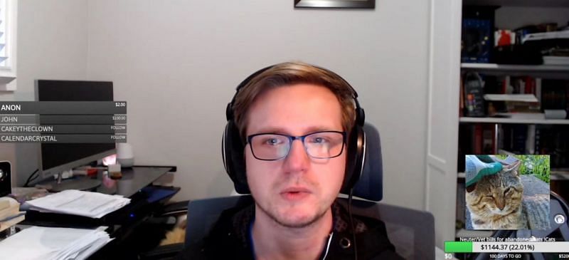 Twitch streamer derogero thanks his fans for supporting his fundraiser  (image via derogero, Twitch)