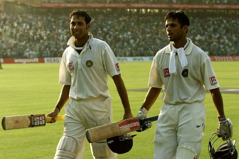 VVS Laxman and Rahul Dravid at the Eden Gardens, Kolkata in 2001