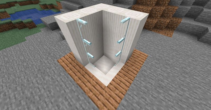 Adding some extra touches to the Minecraft shower. (Image via Minecraft)
