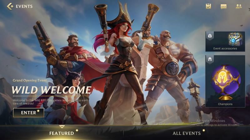 Wild Welcome Event&#039;s home screen (Image via Riot Games - Wild Rift)