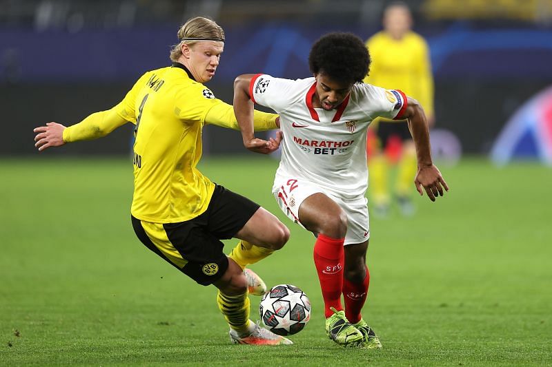 Erling Haaland in the action of the Champions League for Borussia Dortmund