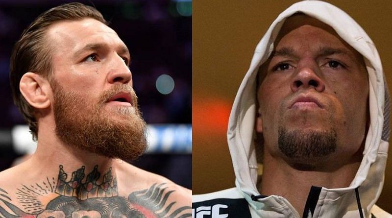 Conor McGregor (L) and Nate Diaz (R)