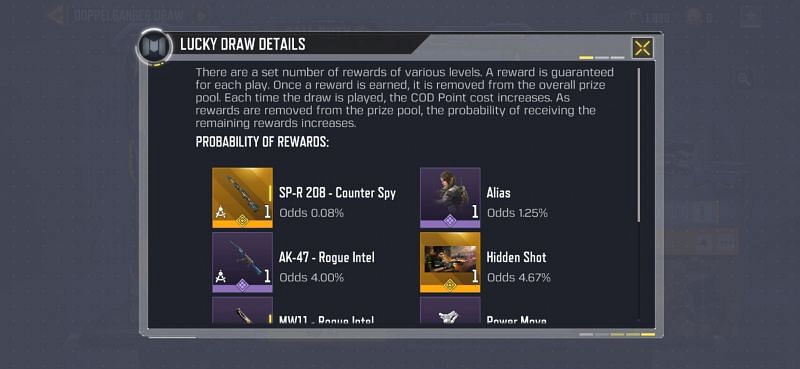 Rewards and price of each turn will be random depending on the previous draw