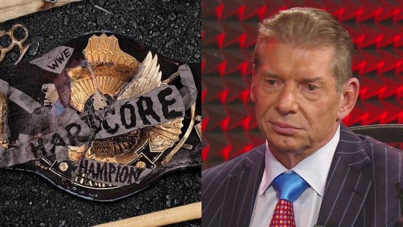 Hardcore title and Vince McMahon.