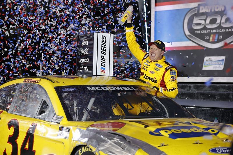 Michael McDowell after Daytona 500 win. (Photo by Jared C. Tilton/Getty Images)