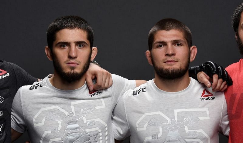 Islam Makhachev (left); Khabib Nurmagomedov (right)