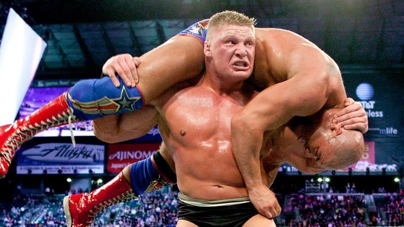 Brock Lesnar became the WWE Champion after defeating Kurt Angle in the main event of WWE WrestleMania XIX
