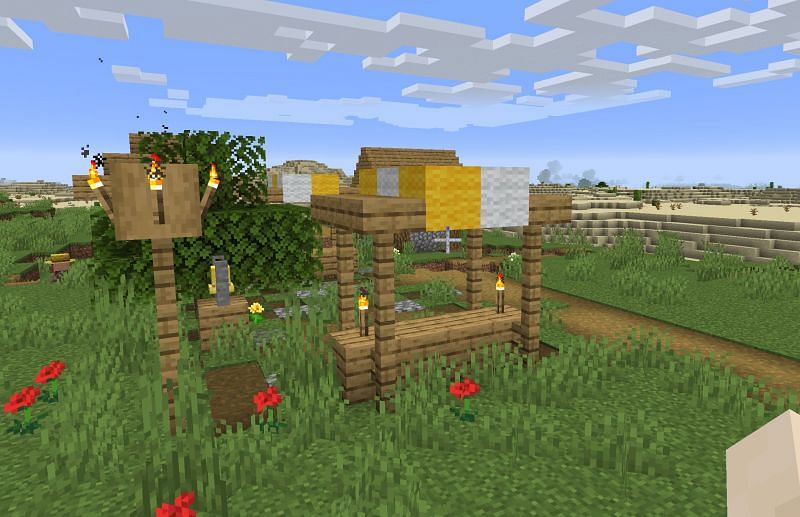 Village at spawn (Image via Minecraft)