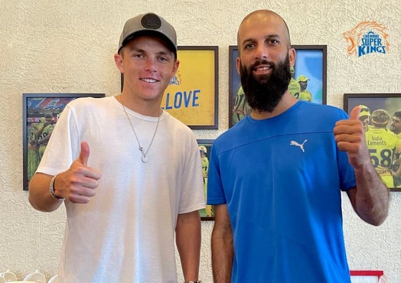 Sam Curran and Moeen Ali. Pic: CSK/ Twitter