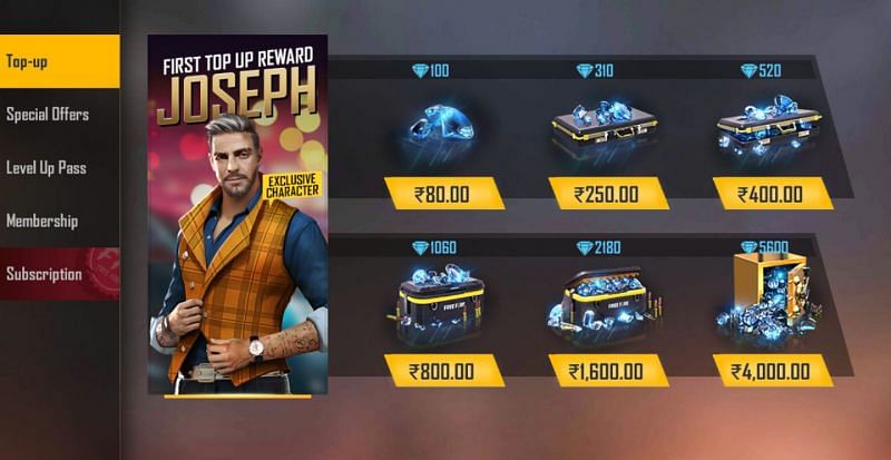 How to top up Free Fire diamonds in March 2021