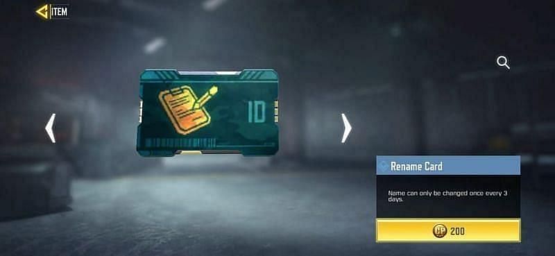 Rename card COD Mobile (Image via Activision)