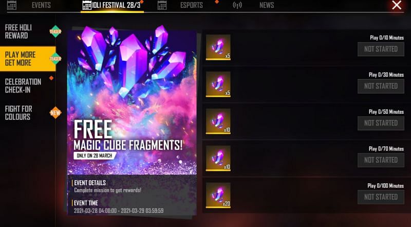 Play More Get More event in Free Fire