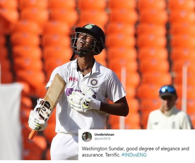 "Ati sundar from Washington Sundar!"- Twitterati hails youngster following a brilliant fifty