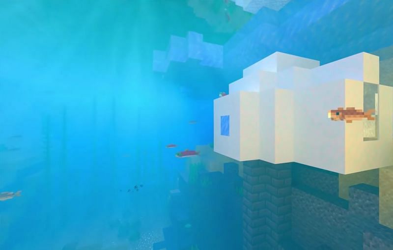 An igloo with a basement that is fully underwater (Image via Minecraft &amp; Chill/YouTube)