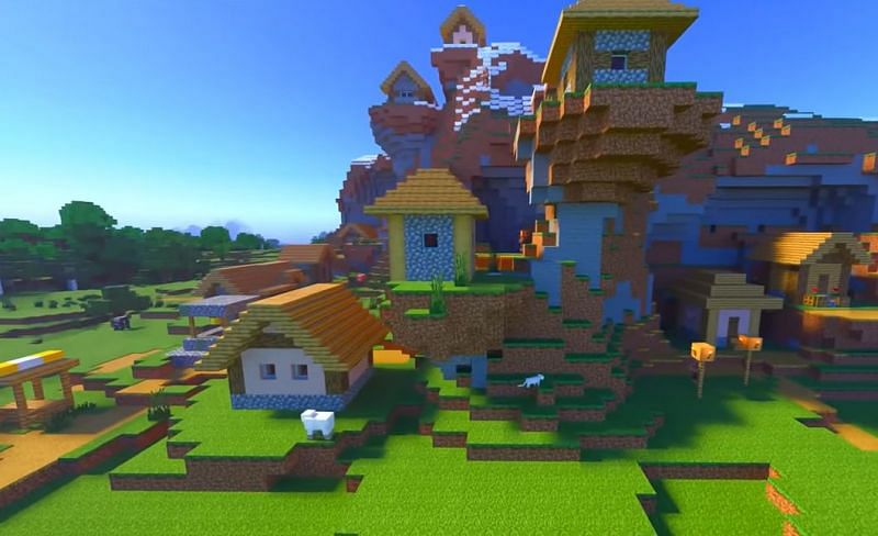 A Minecraft village that spread out across a hill (Image via Minecraft &amp; Chill/YouTube)