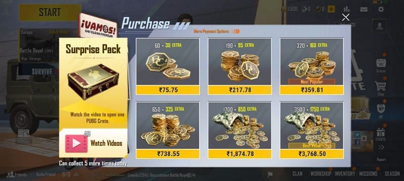 Players need to select their desired amount of top-up and confirm the purchase