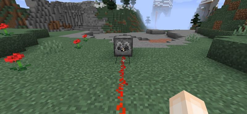Arrow Flying from a Dispenser After Being Activated by a Pressure Plate; Image via Minecraft