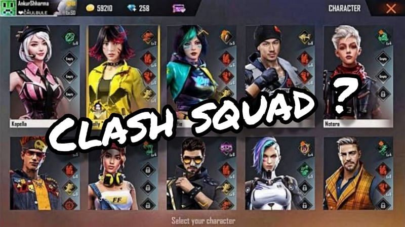 Sharing the best characters list for the Clash Squad mode in Free Fire as of May 2021