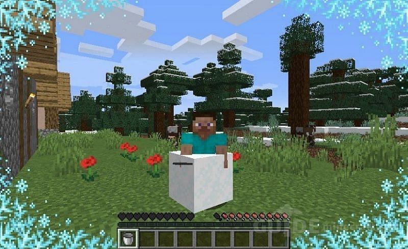 Powder snow is considered a fantastic MLG block (Image via guide-minecraft)