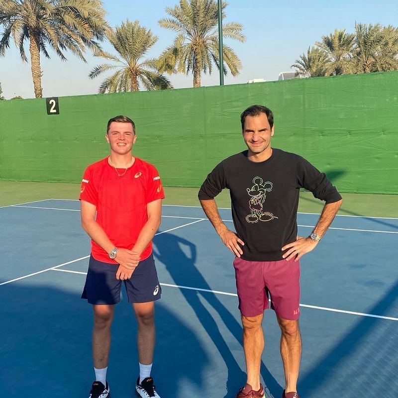 Dominic Stricker with Roger Federer (Image credit: Dominic Stricker's Instagram handle)