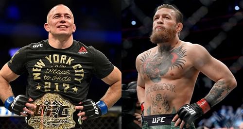 Georges St-Pierre (Left) and <a href='https://www.sportskeeda.com/player/conor-mcgregor' target='_blank' rel='noopener noreferrer'>Conor McGregor</a> (Right)