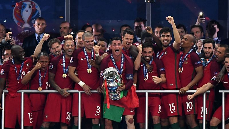Portugal celebrate their Euro 2016 triumph in Paris.