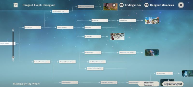 Chongyun&#039;s full story route in Genshin Impact hangout event