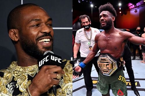 Jon Jones (left) congratulated Aljamain Sterling on his victory tonight