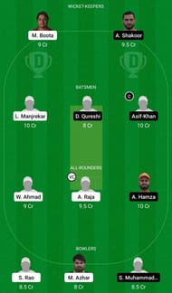 Dream11 Team for Emirates Blues vs Ajman - Emirates D10 League 2021.