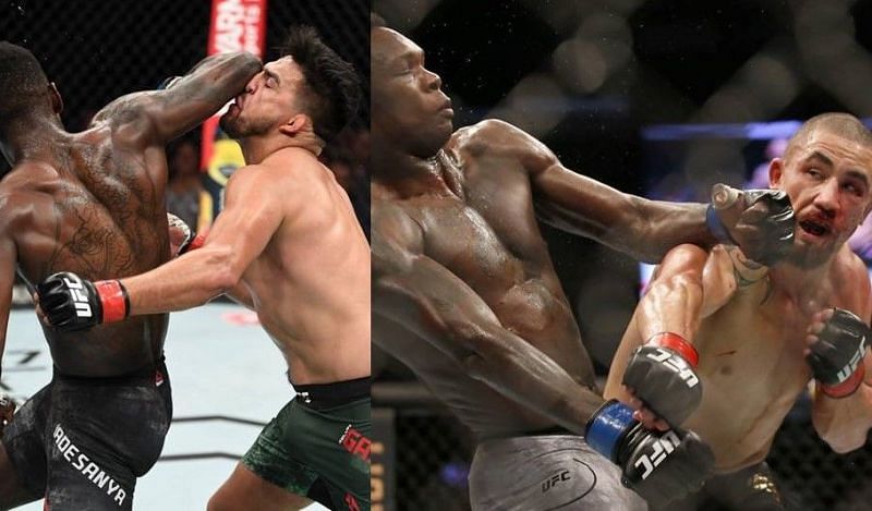 Israel Adesanya vs. Kelvin Gastelum (left); Israel Adesanya vs. Robert Whittaker (right)