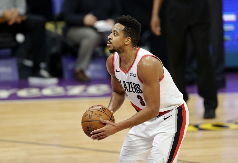 CJ McCollum #3 shoots a free throw against the Sacramento Kings at Golden 1 Center. (Photo by Ezra Shaw/Getty Images)