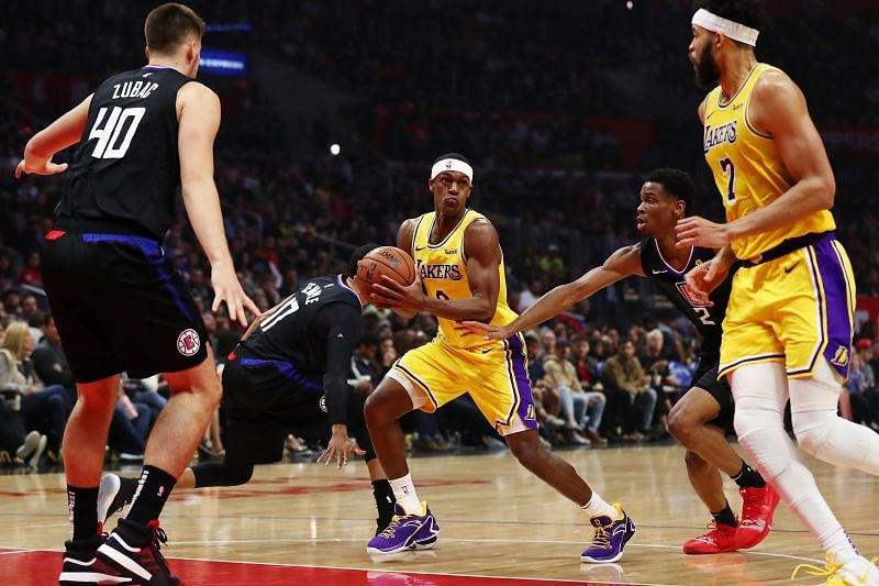 Rajon Rondo (center) could be on his way to the LA Clippers before the trade deadline.