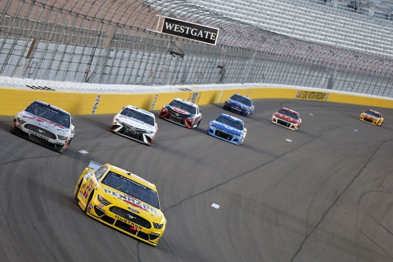 &lt;a href=&#039;https://www.sportskeeda.com/player/joey-logano&#039; target=&#039;_blank&#039; rel=&#039;noopener noreferrer&#039;&gt;Joey Logano&lt;/a&gt; leads the field in the NASCAR Cup Series South Point 400 at Las Vegas. Photo/Getty Images