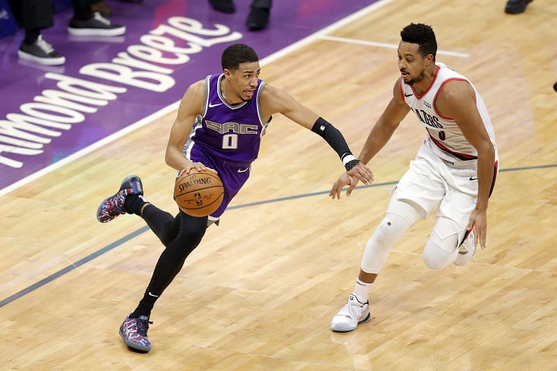 Tyrese Haliburton in action for the Sacramento Kings