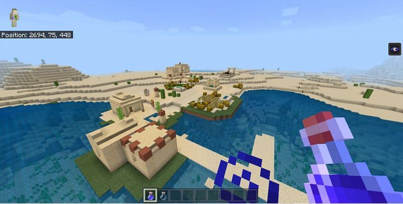 Features like sunken homes and ships(Image via Mojang)