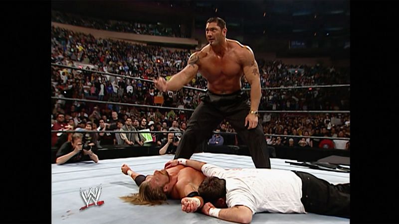 RAW commentator Jim Ross defeated Triple H after assistance from World Heavyweight Champion Batista