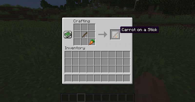The crafting recipe for a carrot on a stick in Minecraft. (Image via Minecraft)