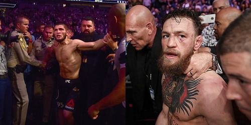 Khabib Nurmagomedov (left) and Conor McGregor (right)