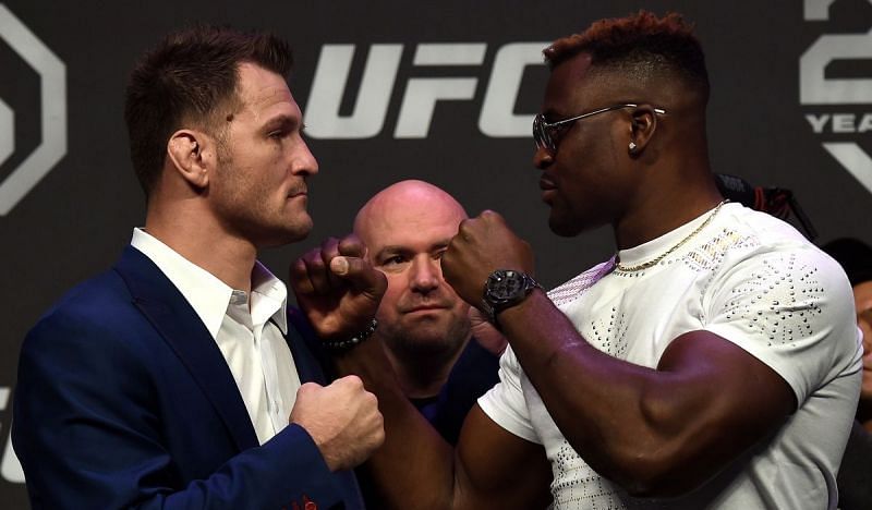 Stipe Miocic (left); Francis Ngannou (right)