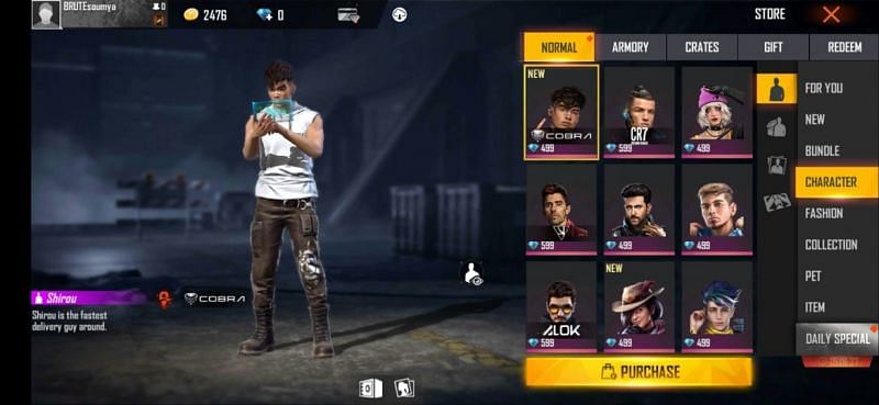 Players can invest in many Free Fire characters (Image via Garena Free Fire)