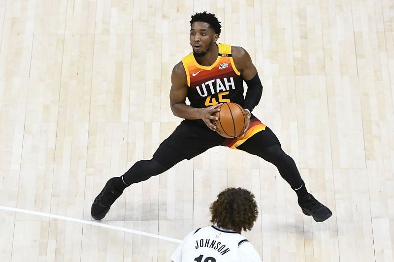 Donovan Mitchell #45 in action during a game at Vivint Smart Home Arena (Photo by Alex Goodlett/Getty Images)