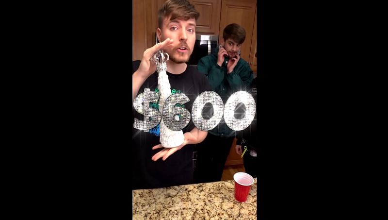 MrBeast gets himself and the boys a ridiculous $600 bottle of water (image via MrBeast Shorts, YouTube)