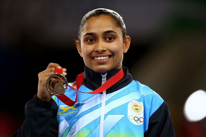 Bronze medallist Dipa Karmakar at the Glasgow 2014 Commonwealth Games