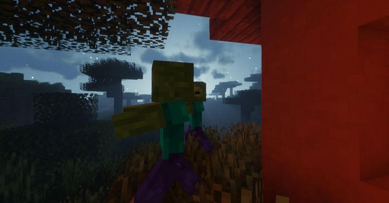 Shown: Zombies chasing after unsuspecting villagers (Image via Minecraft)