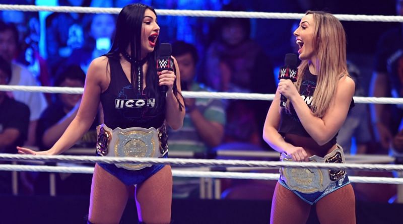 Peyton Royce and Billie Kay as WWE Women&#039;s Tag Team Champions